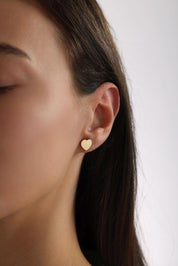 14 Ayar Kalp Çivi Altın Küpe