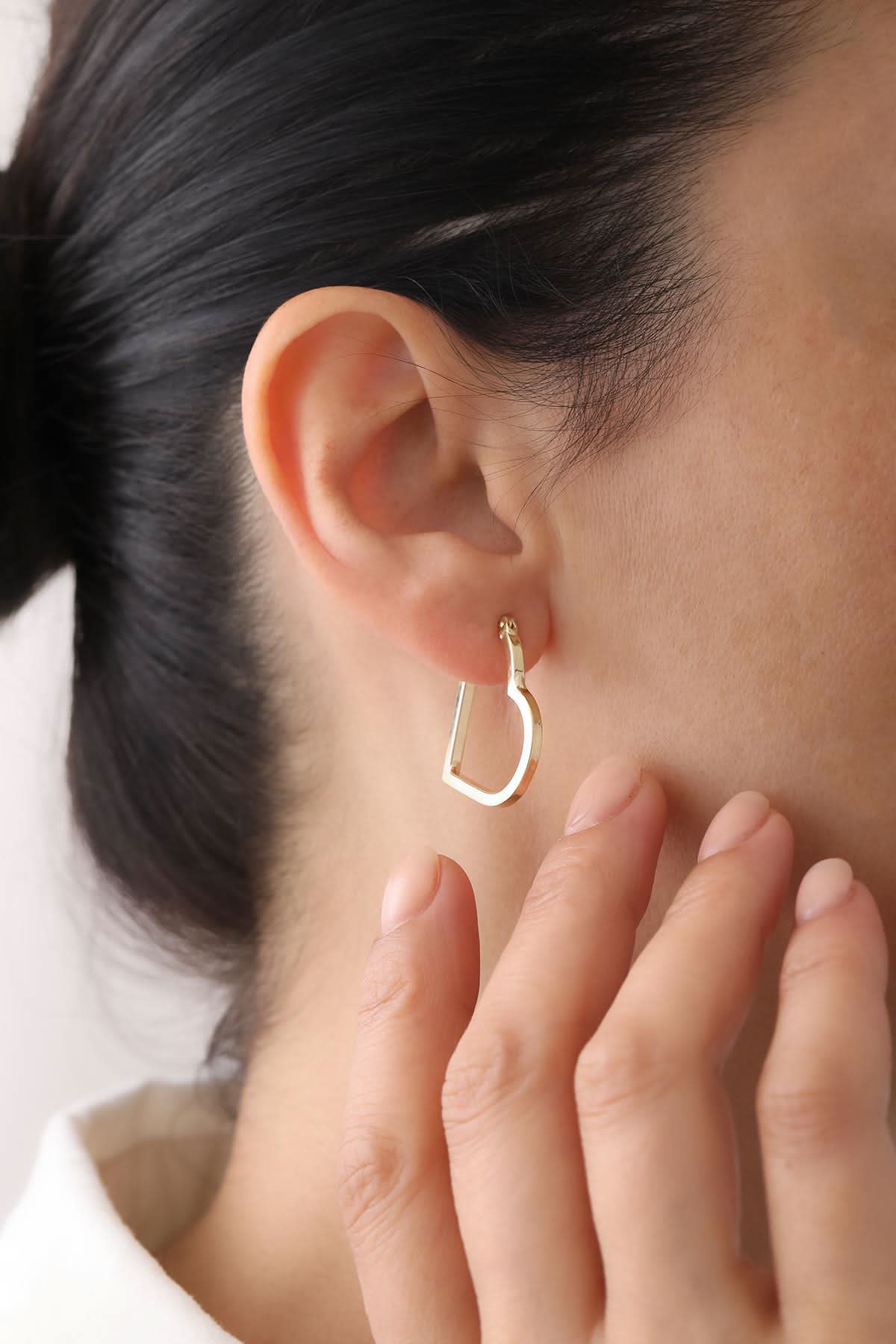 14 Ayar Kalp Halka Altın Küpe