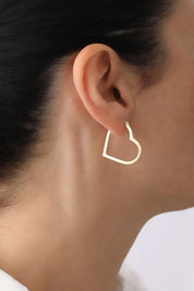 14 Ayar Kalp Halka Altın Küpe