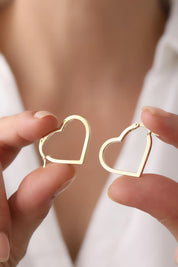 14 Ayar Kalp Halka Altın Küpe