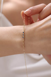 14 Ayar Kalpli Lacivert Beyaz Altın Bileklik