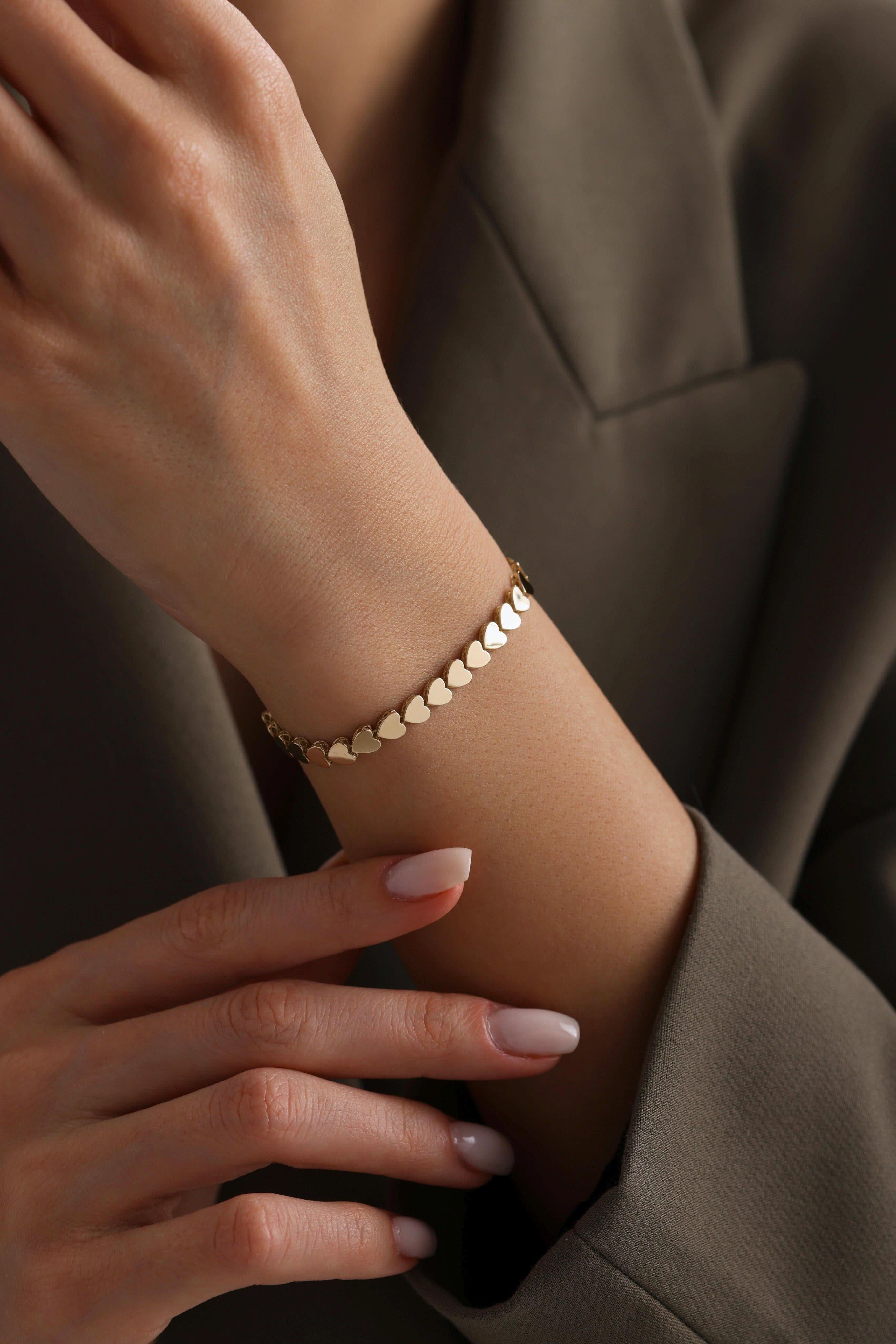 14 Ayar Kalpli Sıralı Altın Bileklik