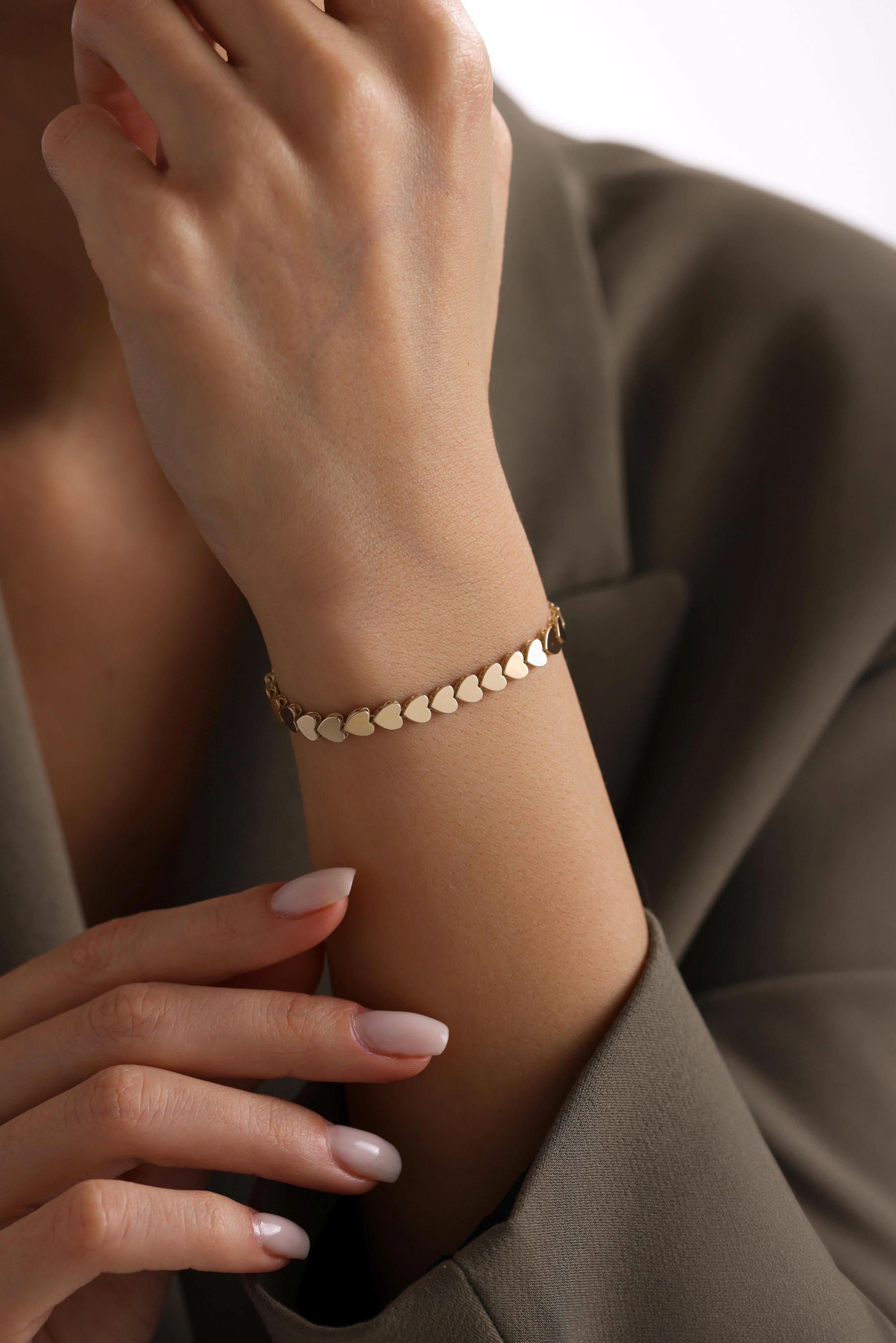 14 Ayar Kalpli Sıralı Altın Bileklik