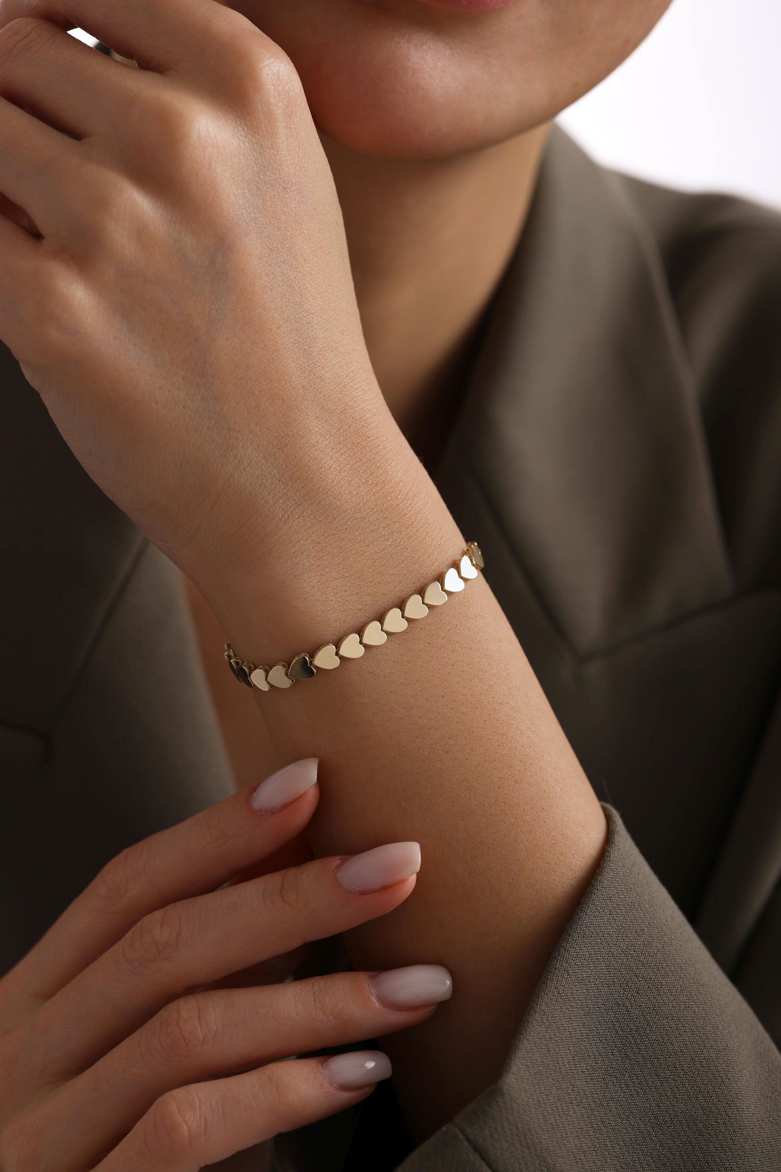 14 Ayar Kalpli Sıralı Altın Bileklik