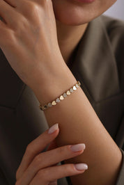 14 Ayar Kalpli Taşlı Sıralı Altın Bileklik