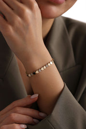 14 Ayar Kalpli Taşlı Sıralı Altın Bileklik