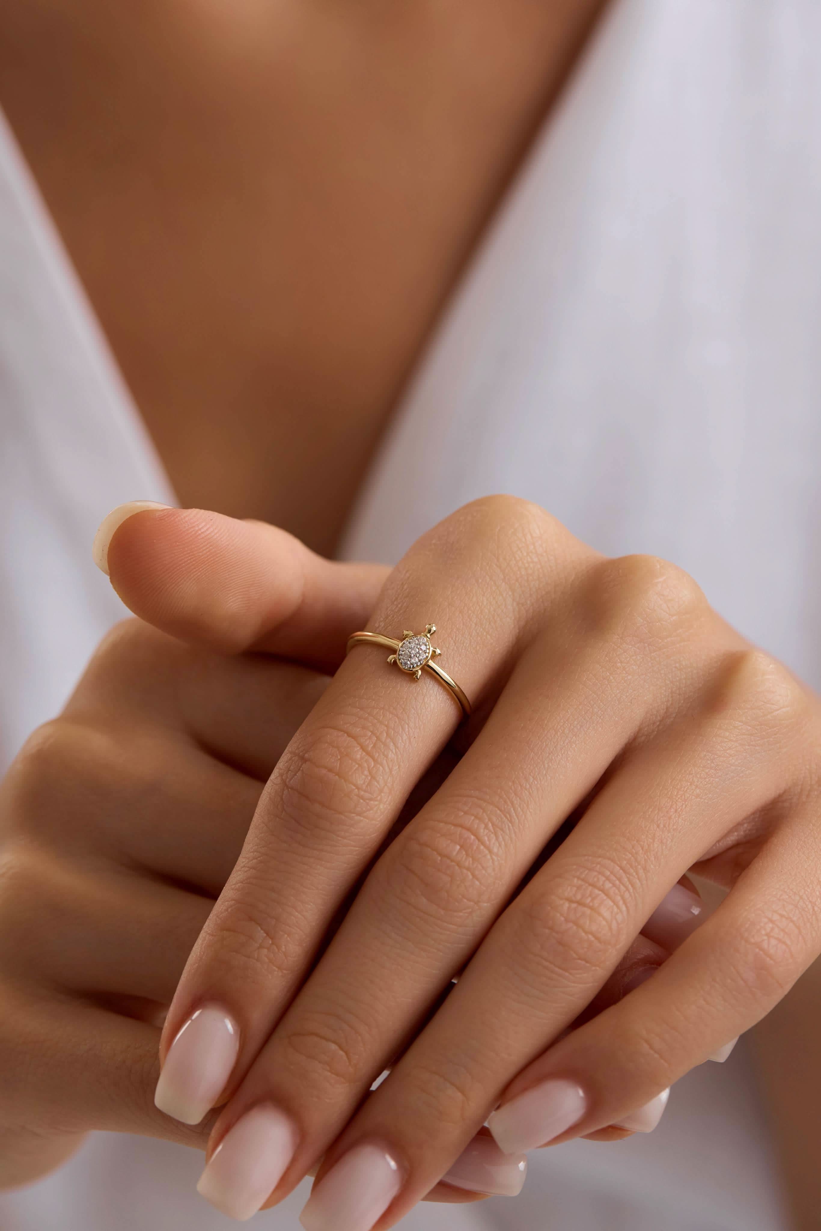 14 Ayar Kaplumbağa Altın Yüzük