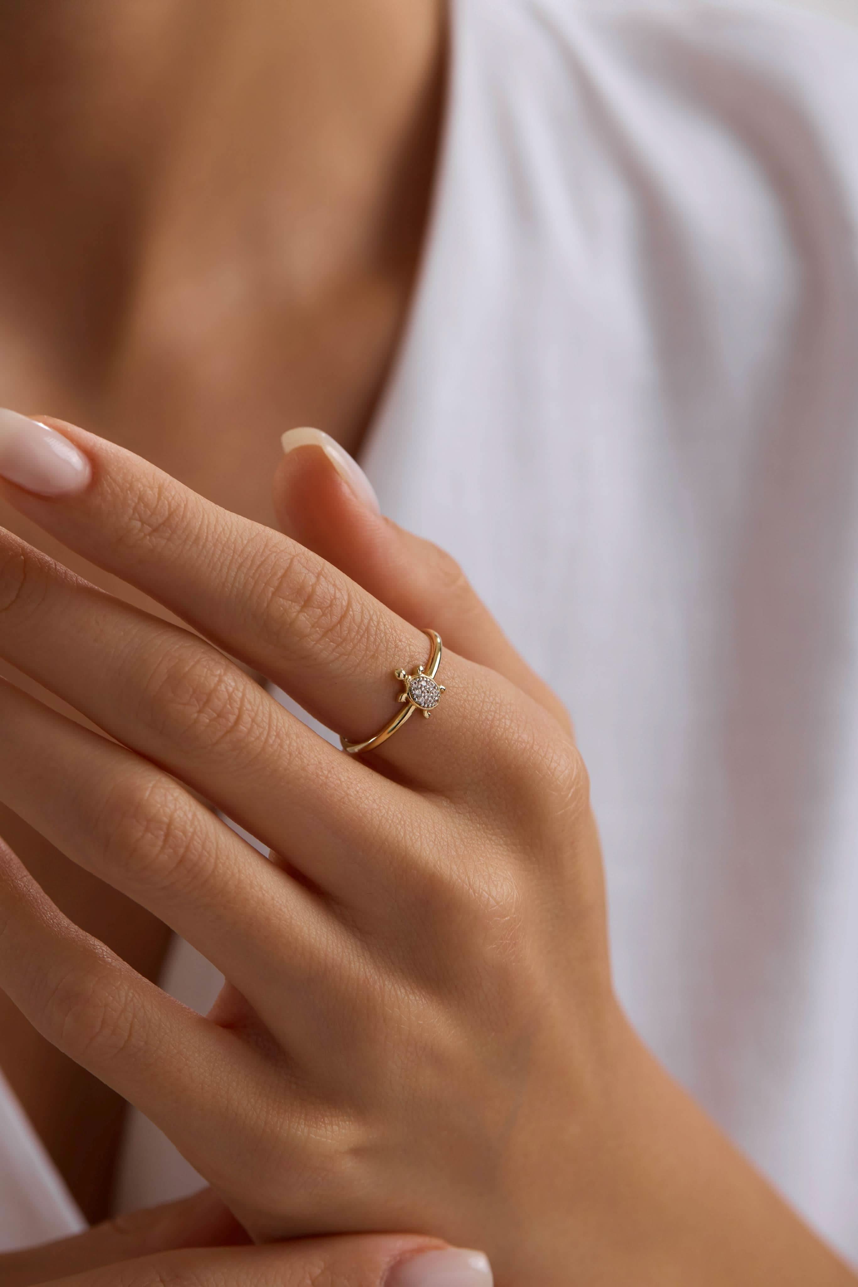 14 Ayar Kaplumbağa Altın Yüzük