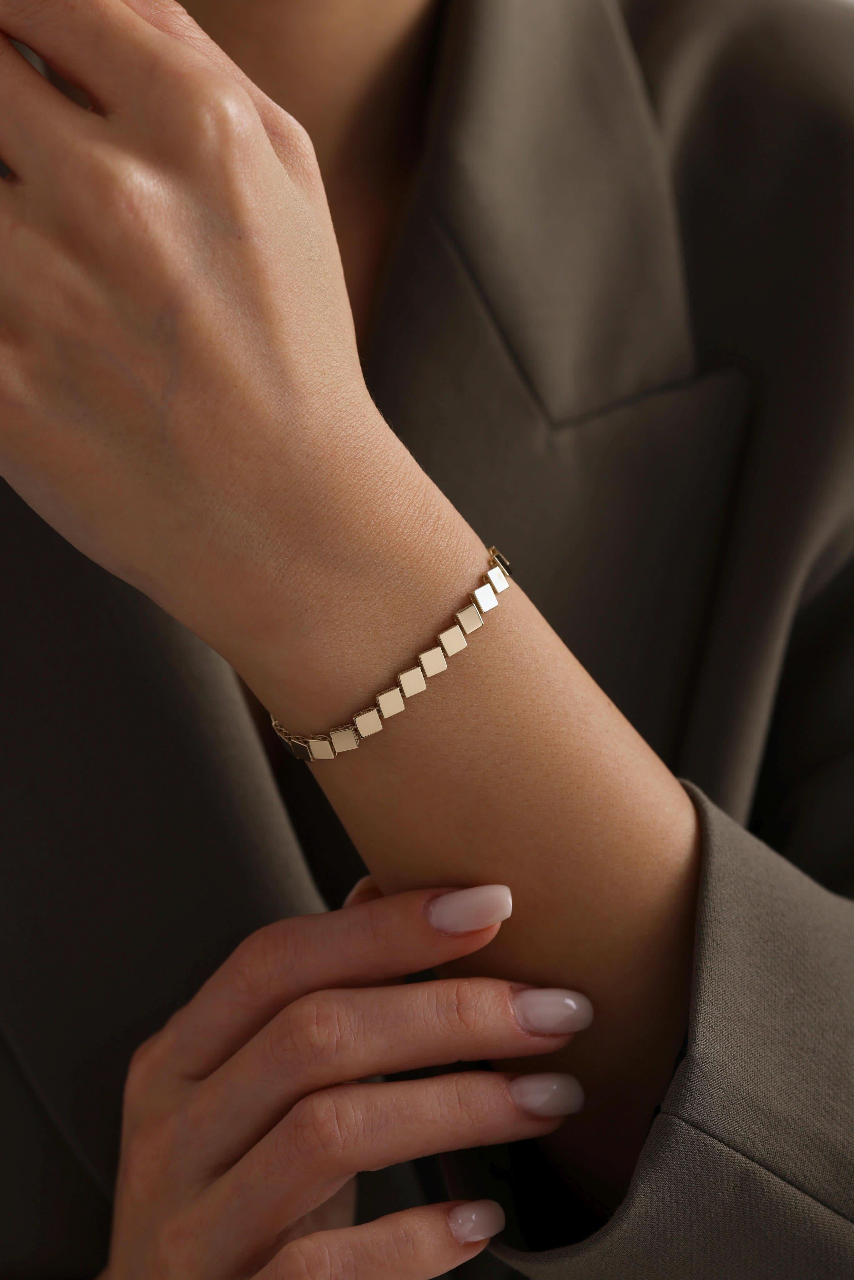 14 Ayar Kare Altın Bileklik