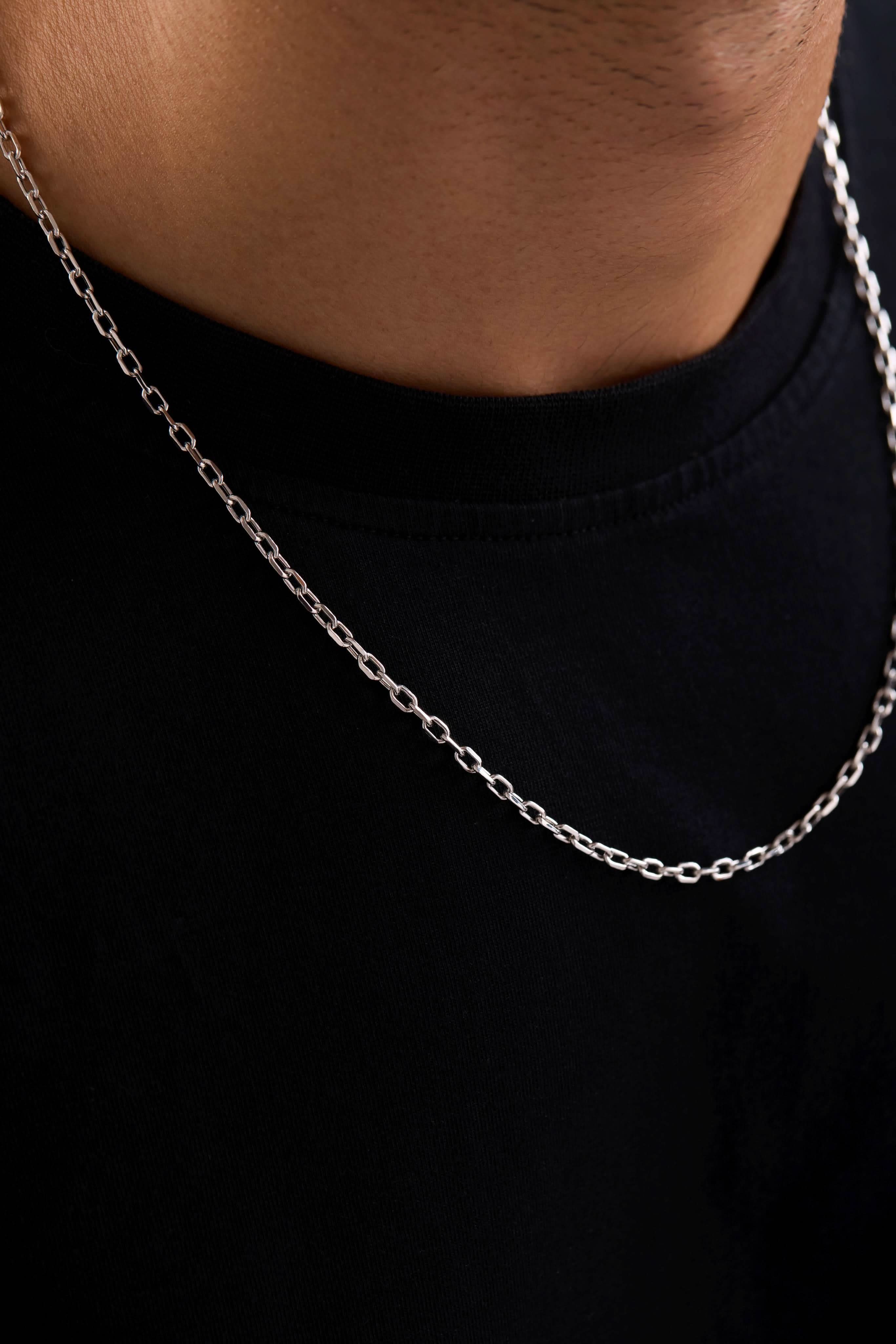 14 Ayar Kare Ataç Beyaz Zincir Erkek Altın Kolye