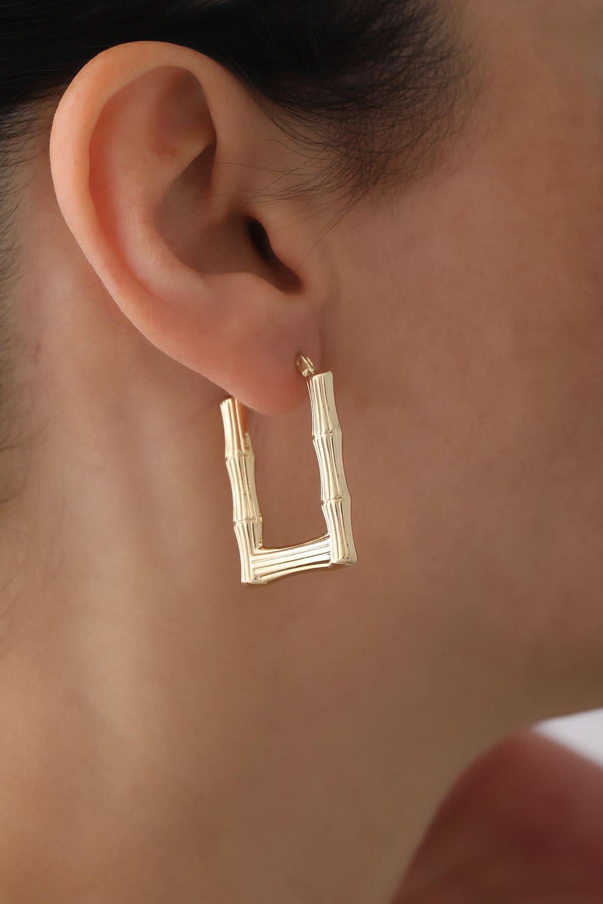 14 Ayar Kemik Altın Küpe