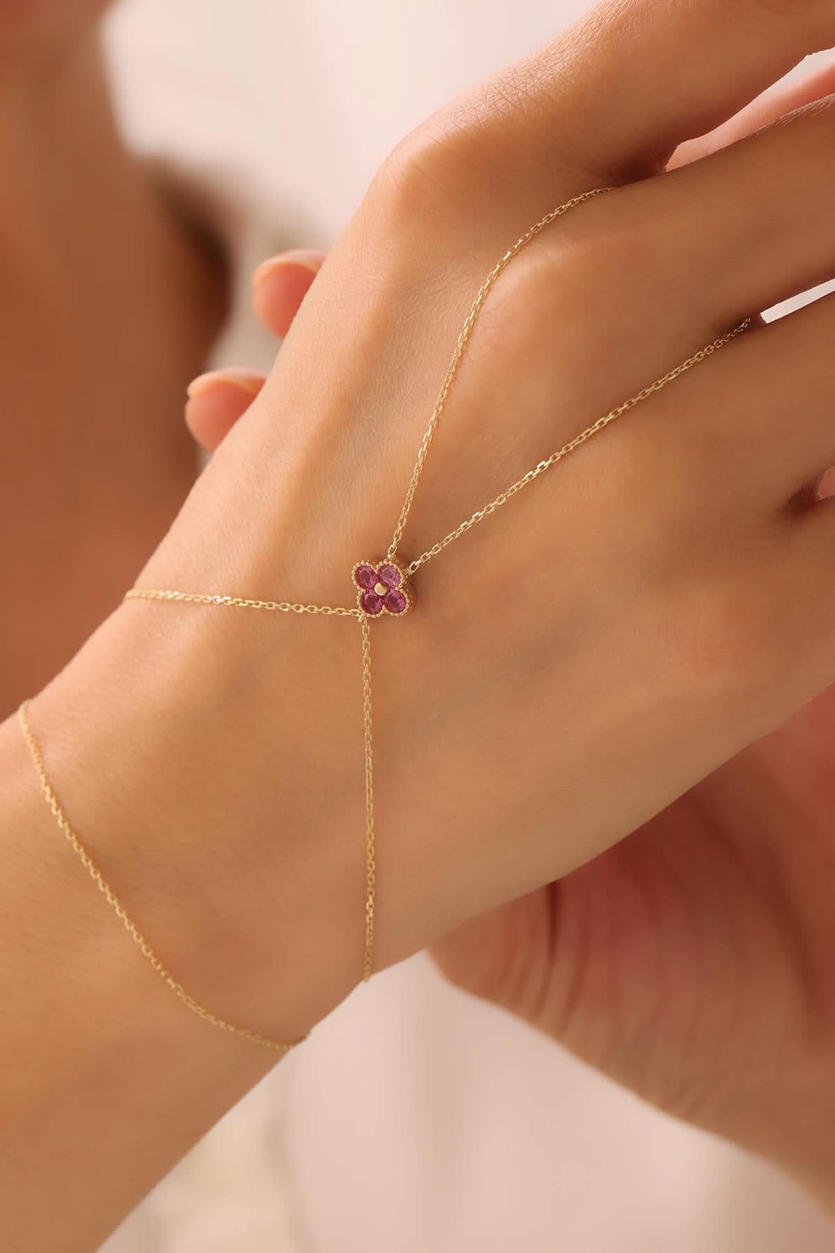 14 Ayar Kırmızı Taşlı Altın Şahmeran