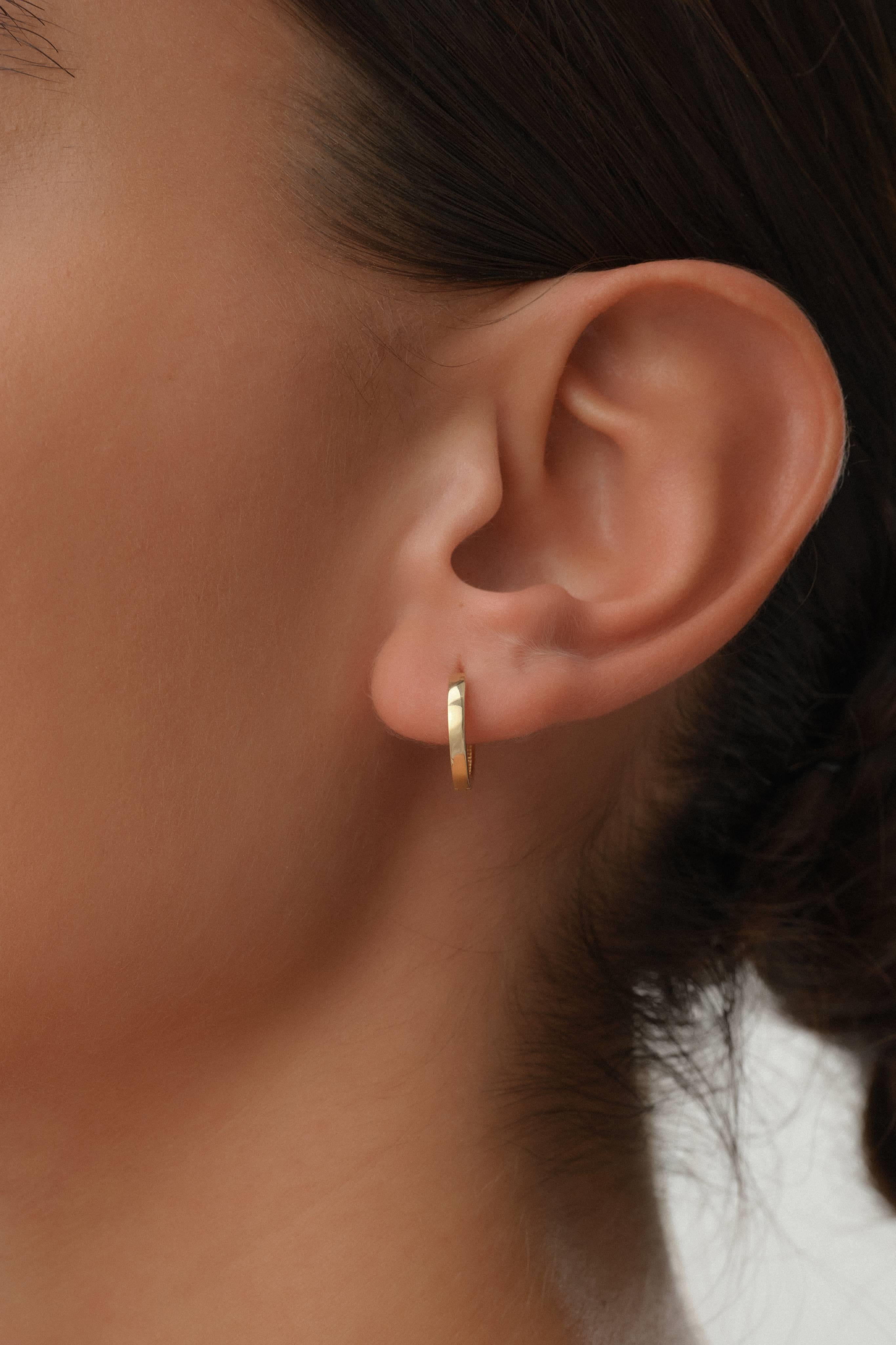 14 Ayar Köşeli Altın Halka Küpe