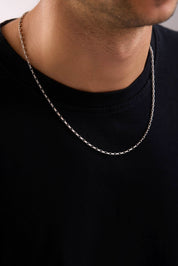 14 Ayar Köşeli Forse Beyaz Zincir Erkek Altın Kolye