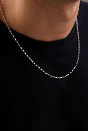 14 Ayar Köşeli Forse Beyaz Zincir Erkek Altın Kolye