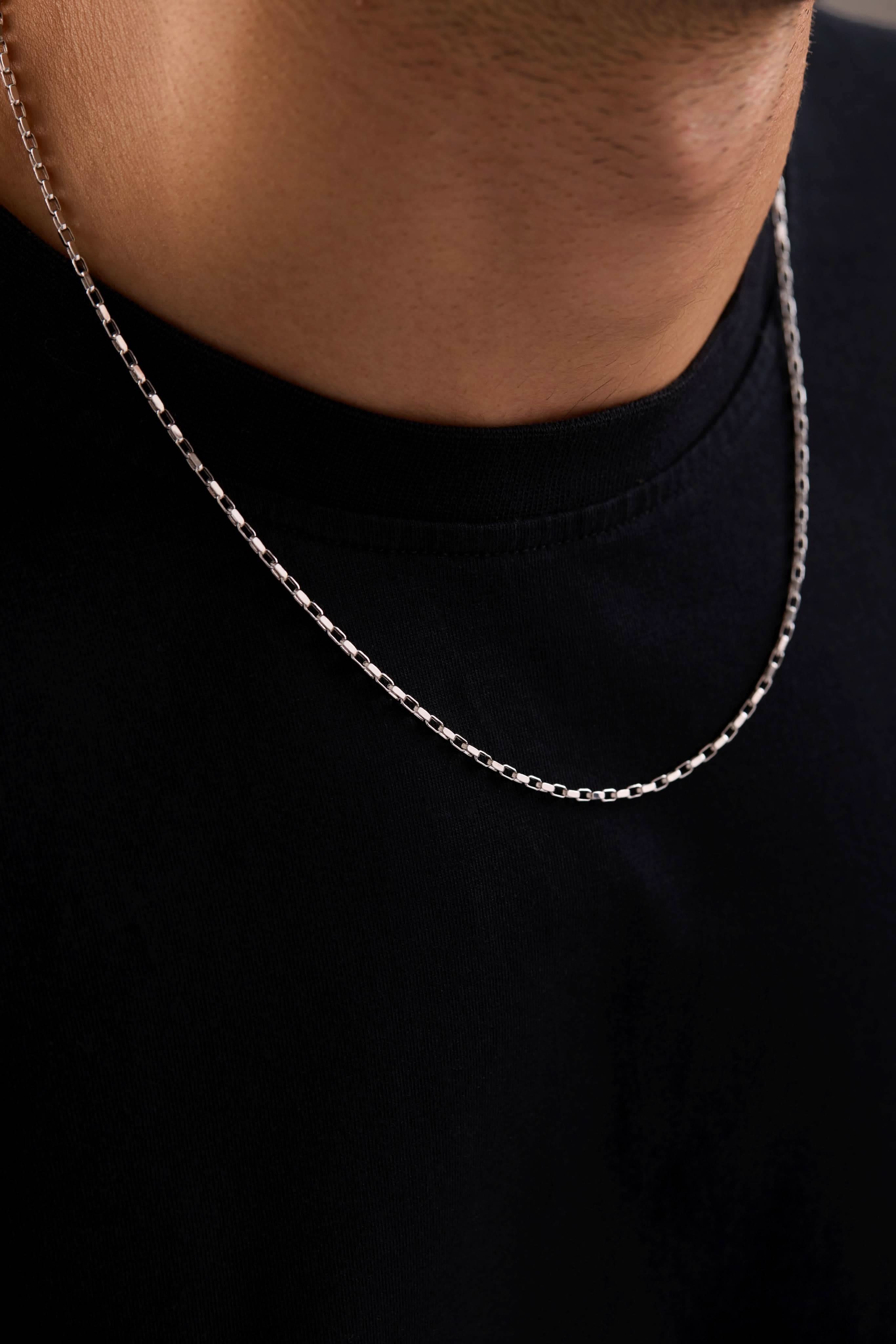 14 Ayar Köşeli Forse Beyaz Zincir Erkek Altın Kolye