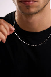 14 Ayar Köşeli Forse Beyaz Zincir Erkek Altın Kolye