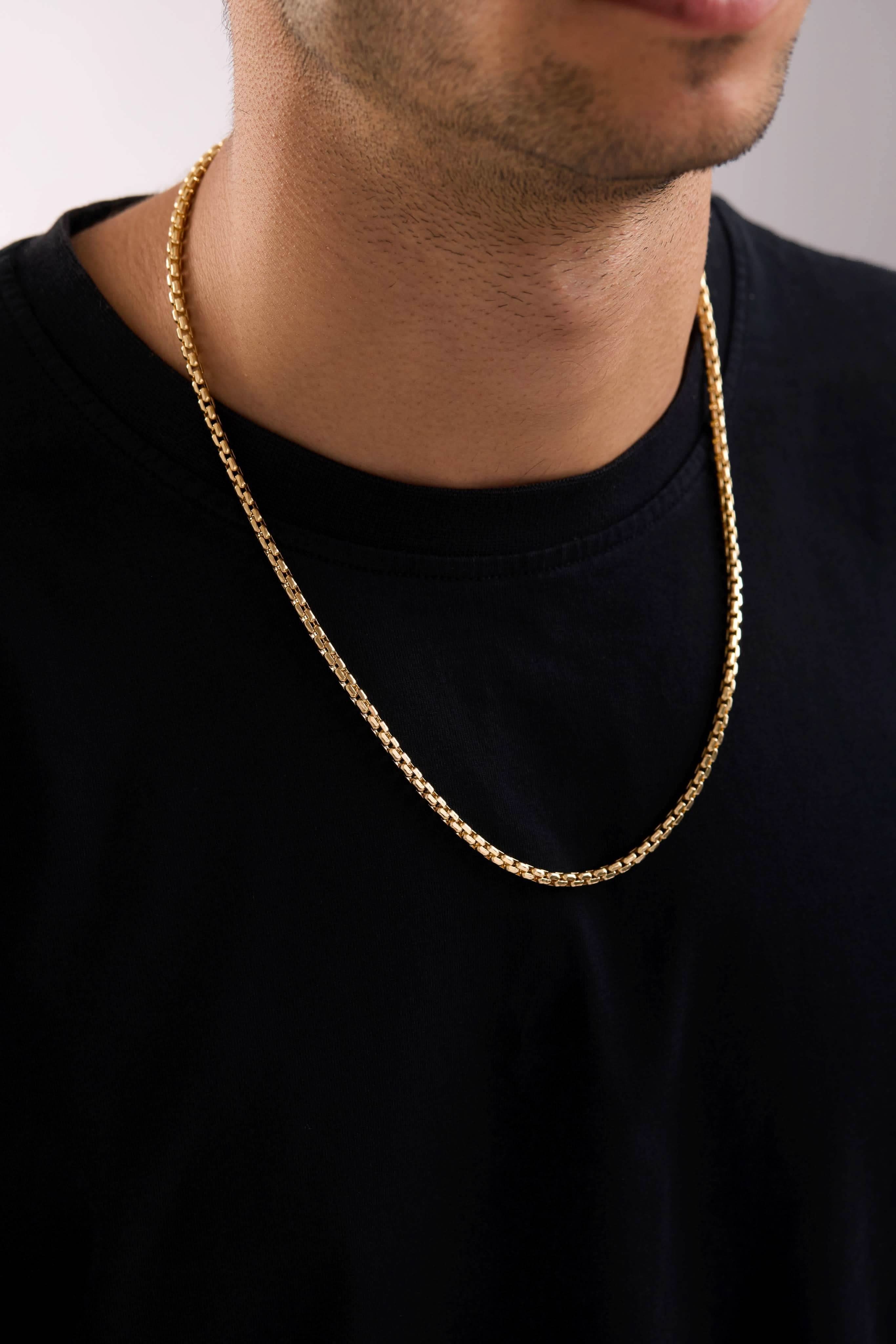 14 Ayar Kral Beyaz Zincir Erkek Altın Kolye