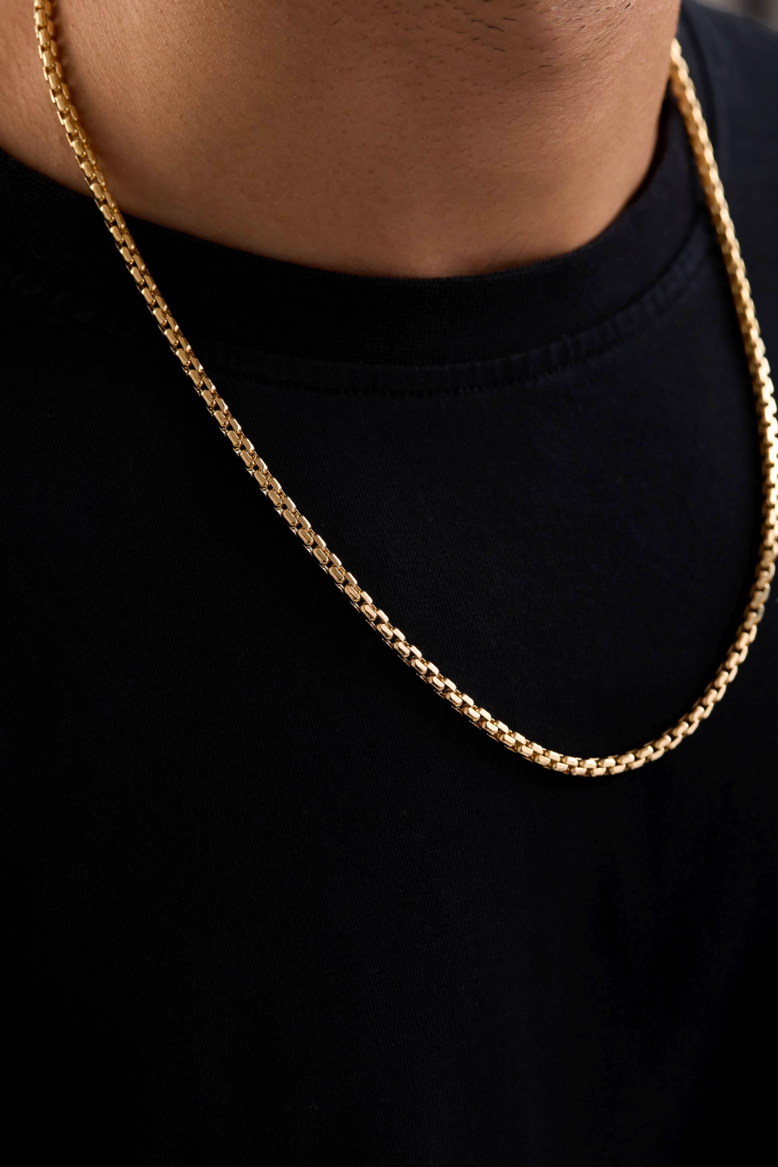 14 Ayar Kral Beyaz Zincir Erkek Altın Kolye