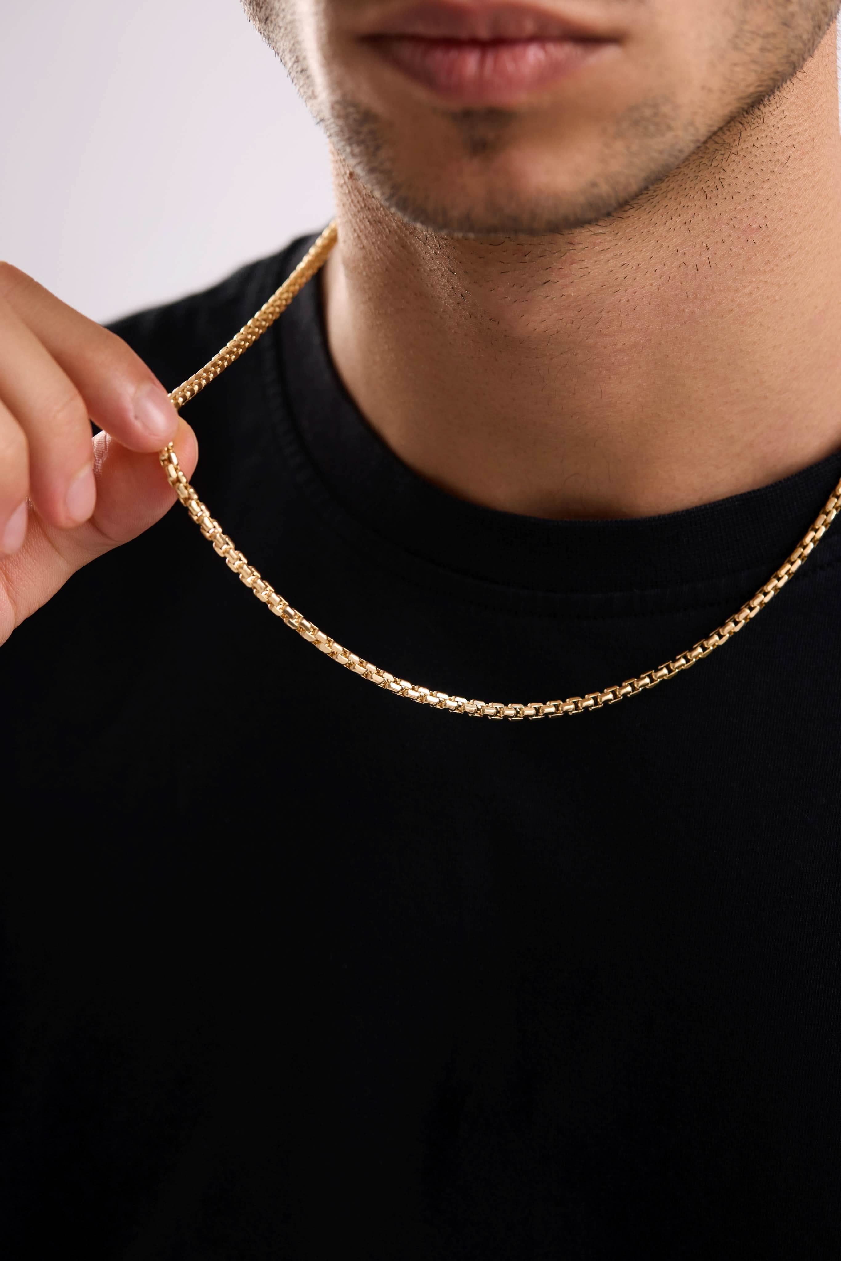 14 Ayar Kral Beyaz Zincir Erkek Altın Kolye