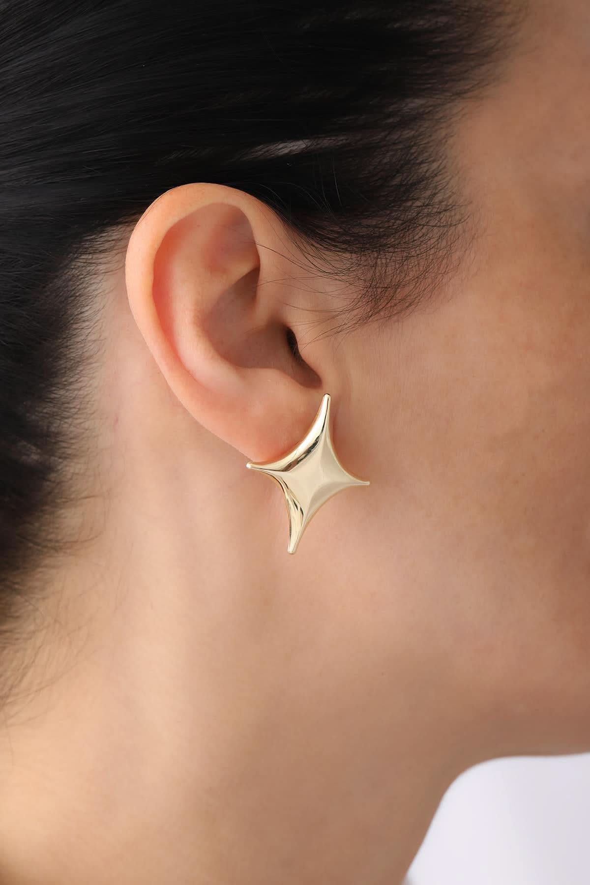 14 Ayar Kutup Yıldızı Altın Küpe