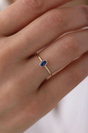 14 Ayar Mavi Taşlı Altın Yüzük