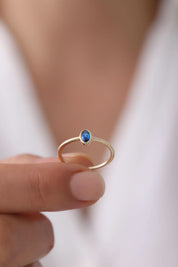 14 Ayar Mavi Taşlı Altın Yüzük