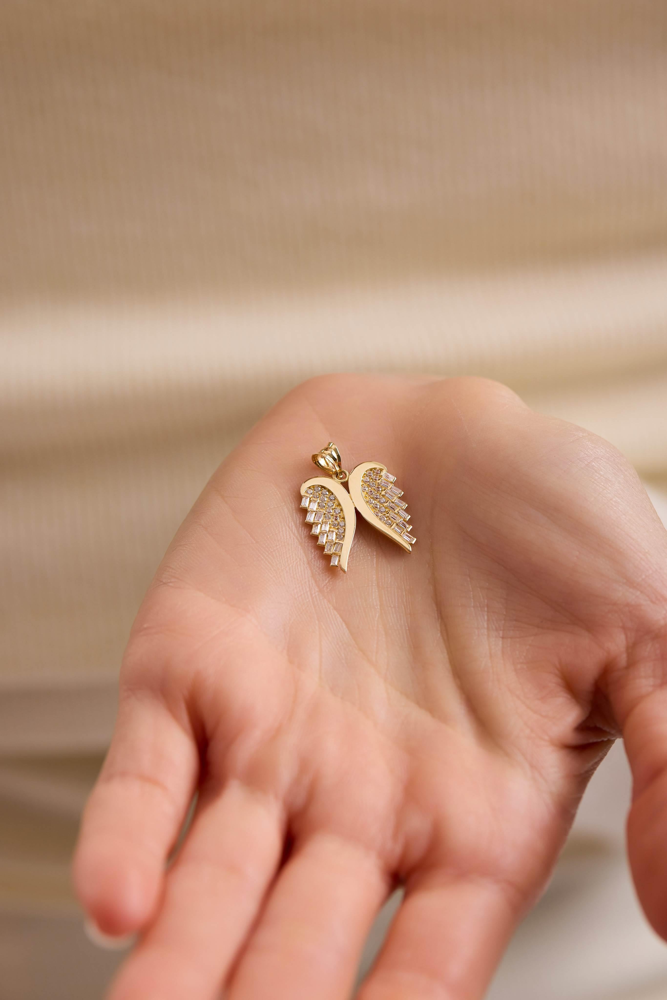 14 Ayar Melek Kanadı Kolye Ucu