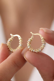 14 Ayar Mini Boy Üç Renkli Dorika Altın Küpe