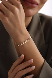 14 Ayar Mini Yonca Sıralı Altın Bileklik