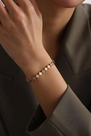 14 Ayar Mini Yonca Taşlı Altın Bileklik