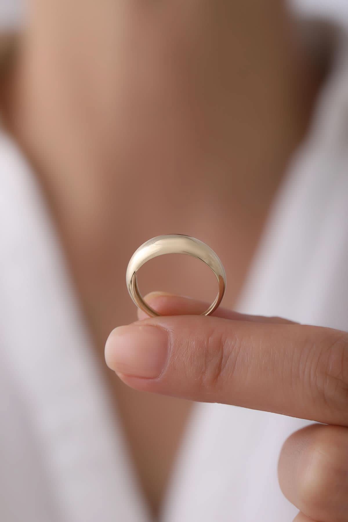 14 Ayar Minimal Oval Altın Yüzük