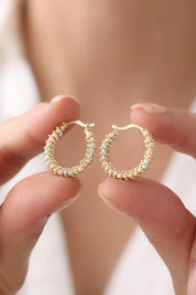 14 Ayar Orta Boy Üç Renkli Dorika Altın Küpe