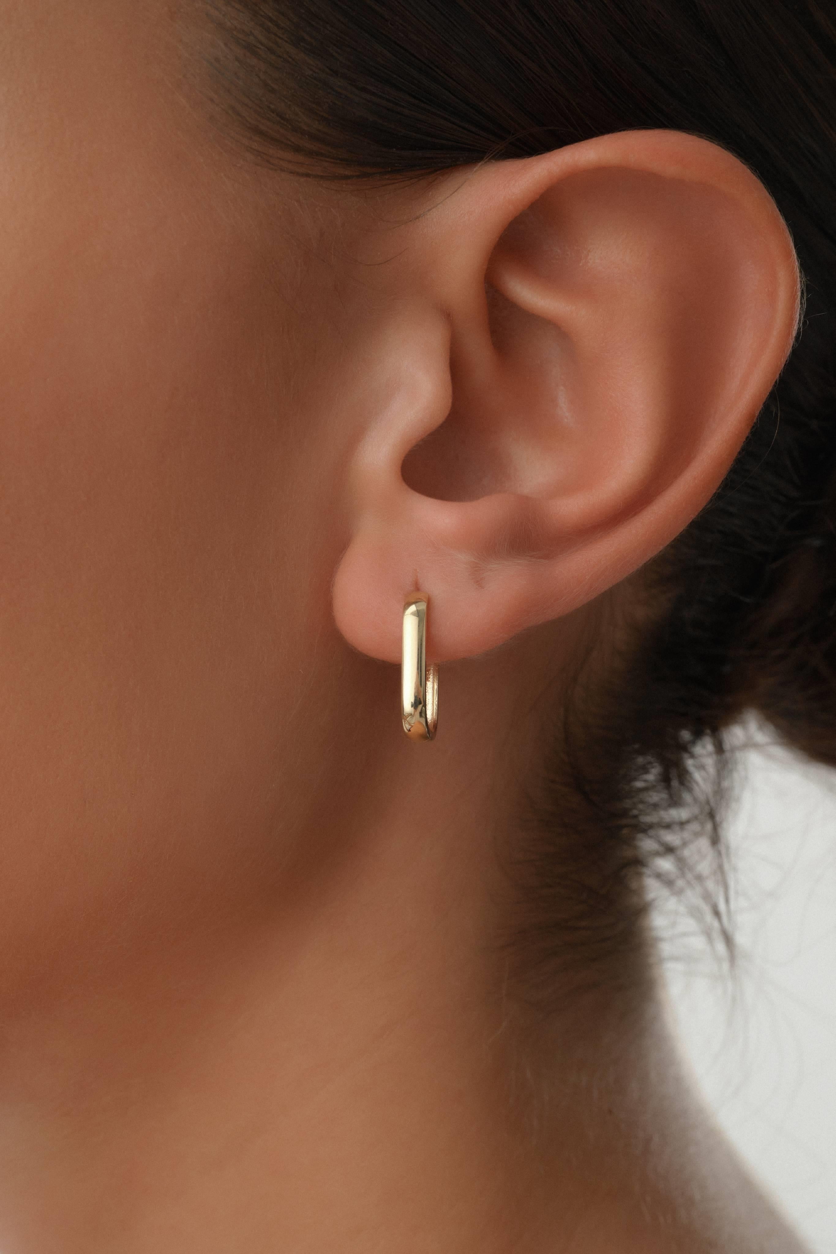 14 Ayar Oval Altın Halka Küpe