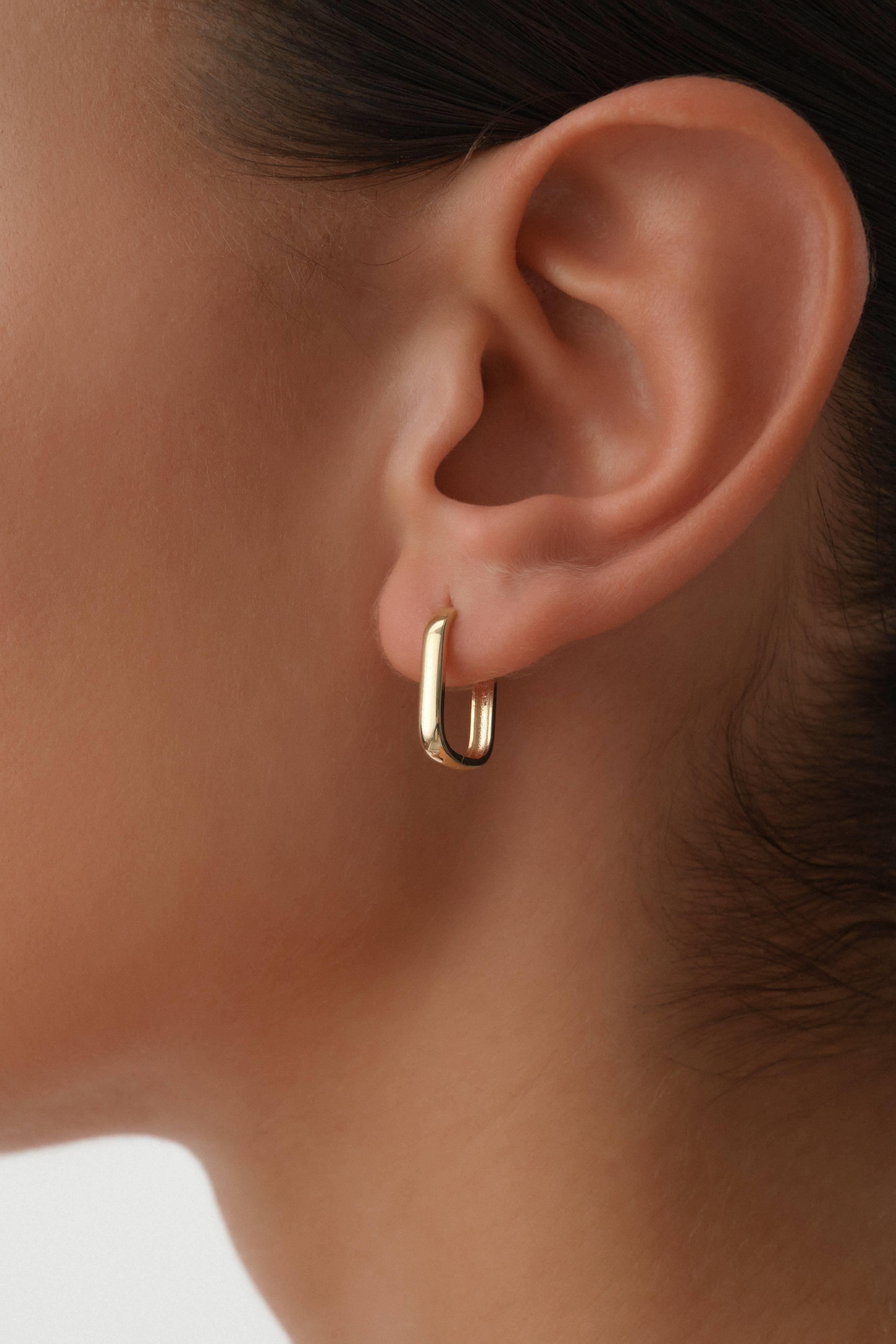 14 Ayar Oval Altın Halka Küpe