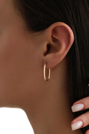 14 Ayar Oval Altın Küpe