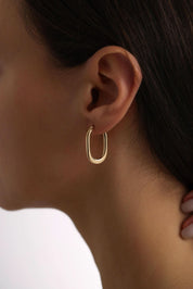 14 Ayar Oval Altın Küpe