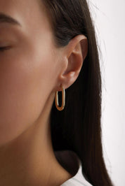 14 Ayar Oval Altın Küpe