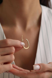 14 Ayar Oval Altın Küpe