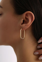 14 Ayar Oval Altın Küpe