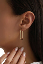 14 Ayar Oval Altın Küpe