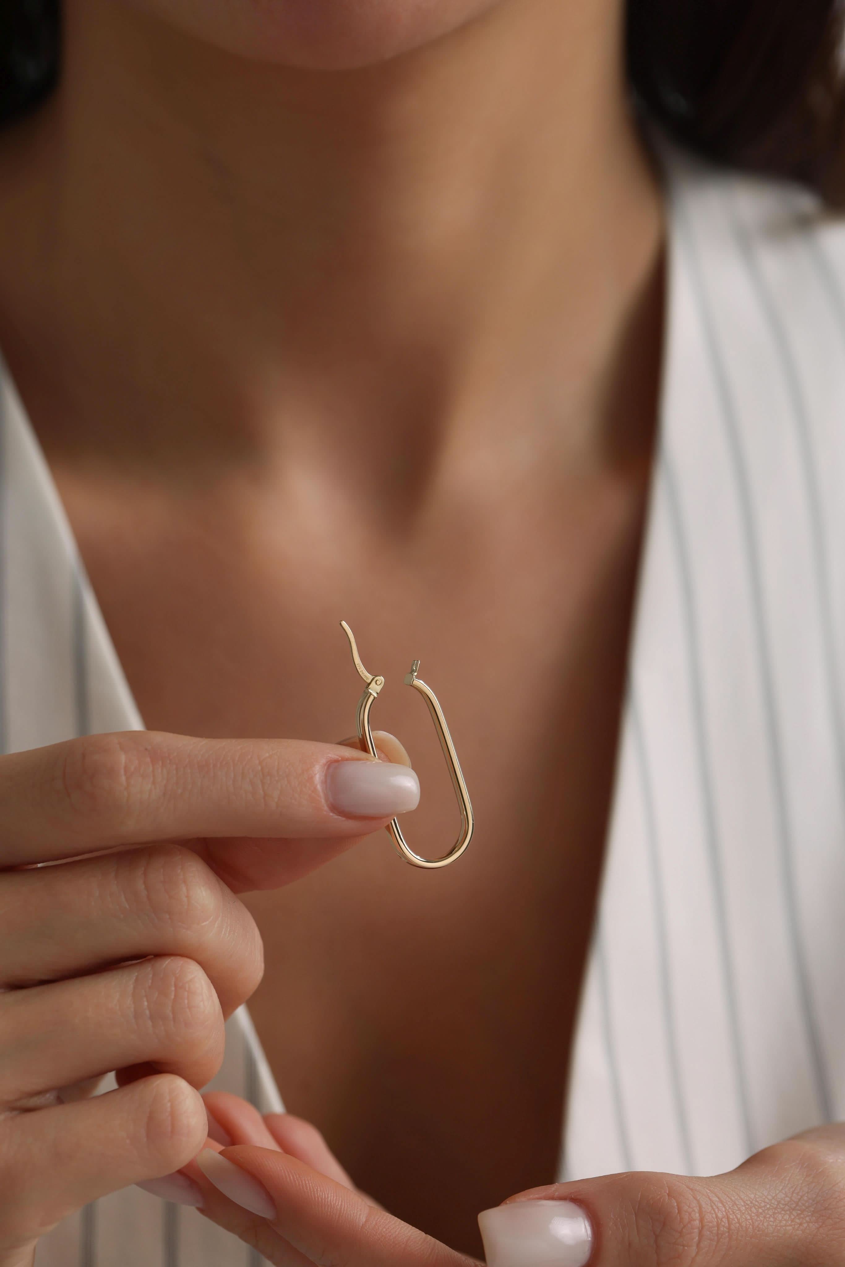 14 Ayar Oval Altın Küpe