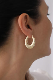 14 Ayar Oval Altın Küpe