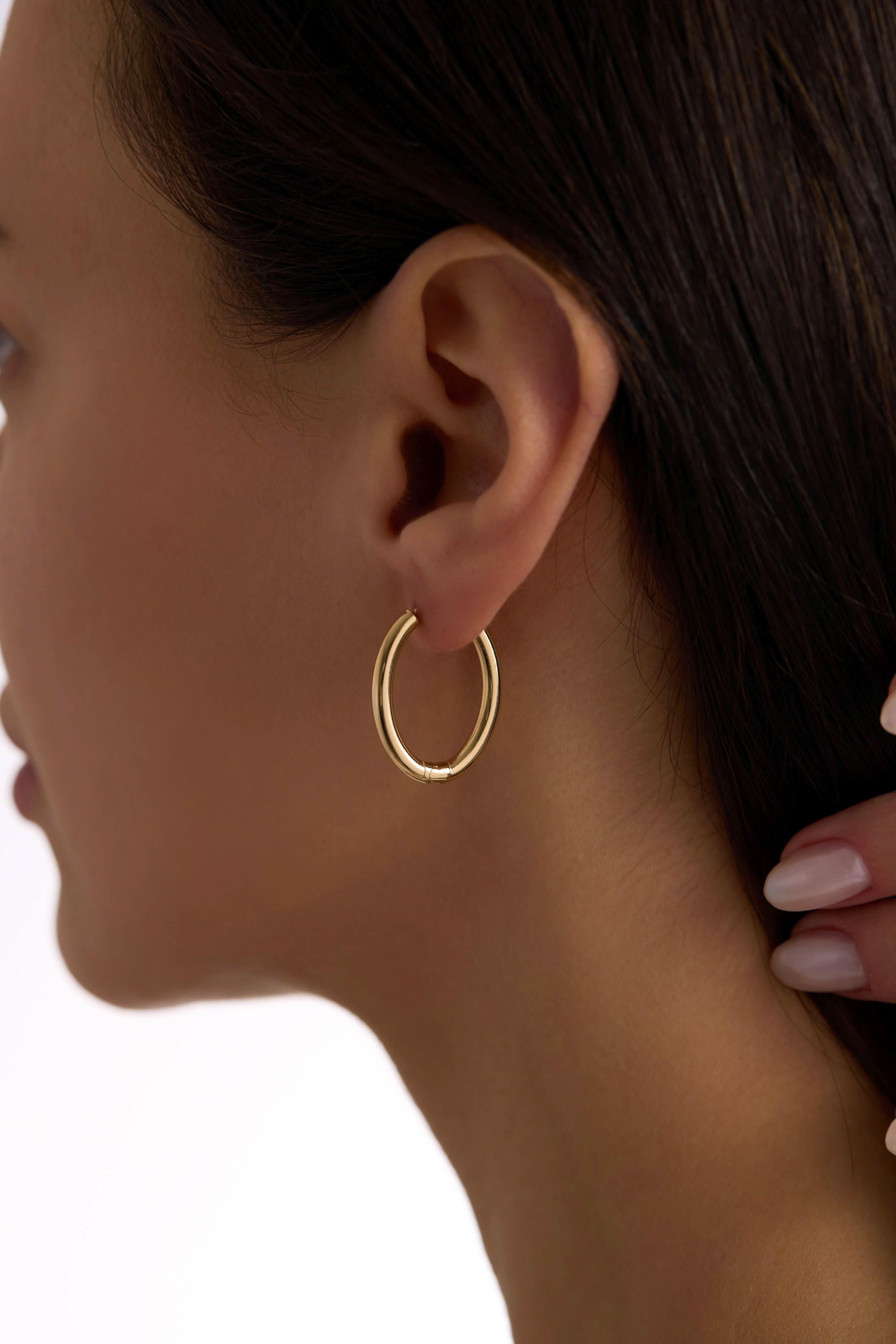 14 Ayar Oval Halka Altın Küpe