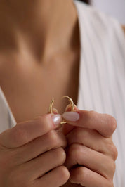 14 Ayar Oval Halka Altın Küpe