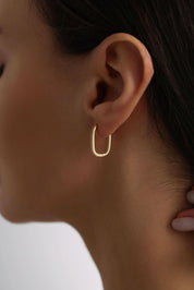 14 Ayar Oval Taşlı Altın Küpe