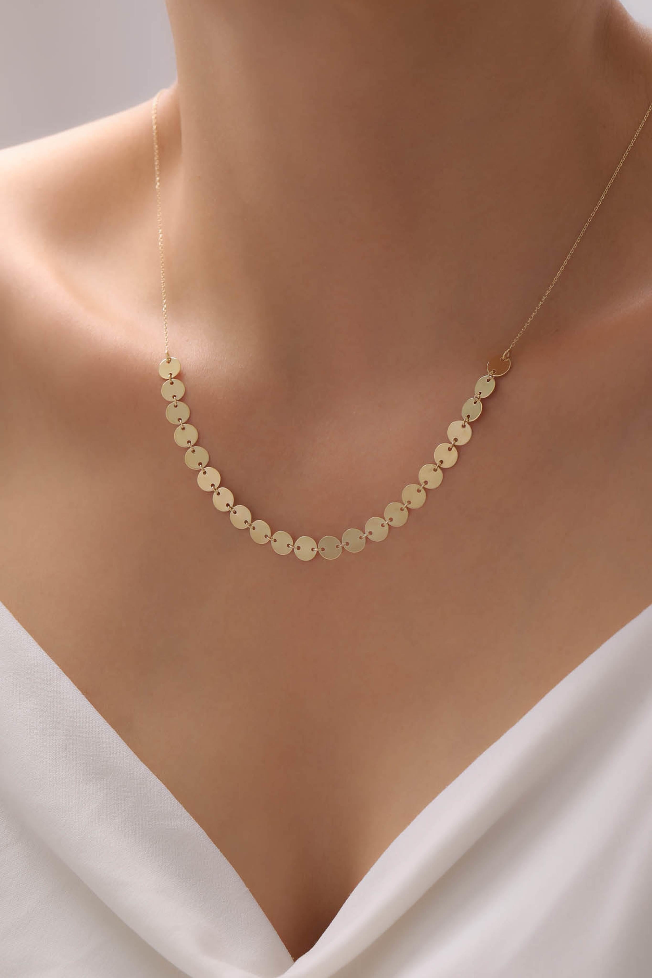 14 Ayar Pullu Altın Kolye