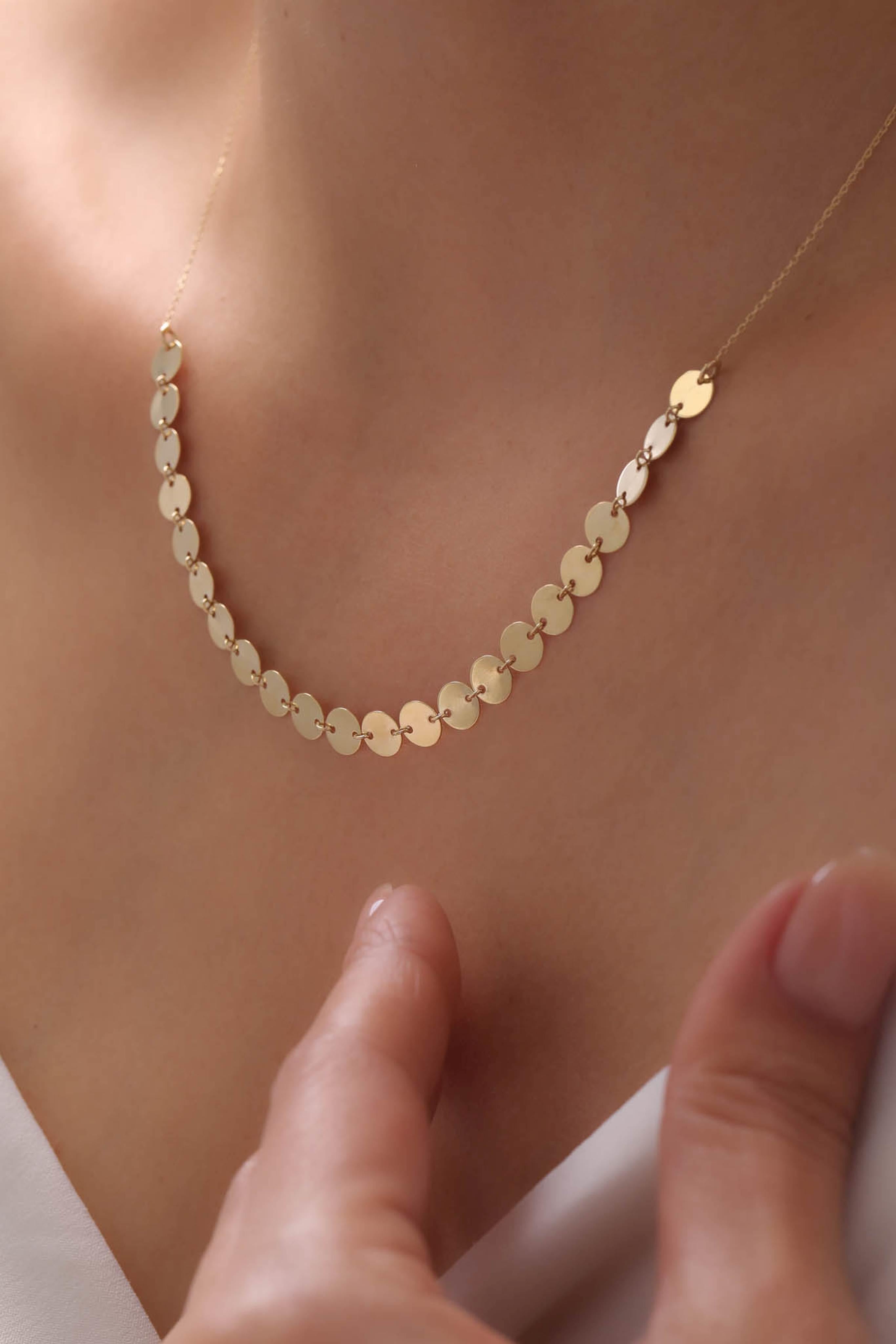 14 Ayar Pullu Altın Kolye