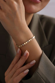 14 Ayar Pullu Taşlı Altın Bileklik