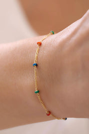 14 Ayar Renkli Taşlı Zincir Altın Bileklik